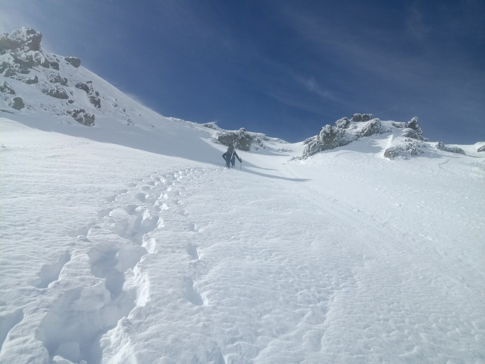 Montée du couloir entre Belle Etoile et Vouteret : Bastien