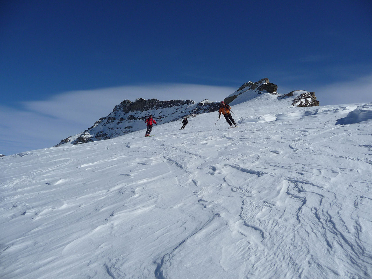 La récompense : Finalement, la descente fut de bonne qualité (poudreuse compacte sur le haut)