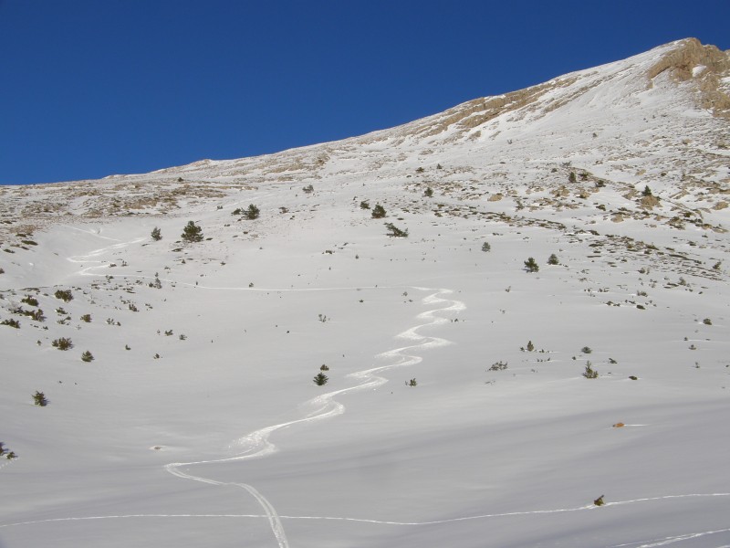Descente du Pierroux : Derniers virages avant de retrouver le vallon.