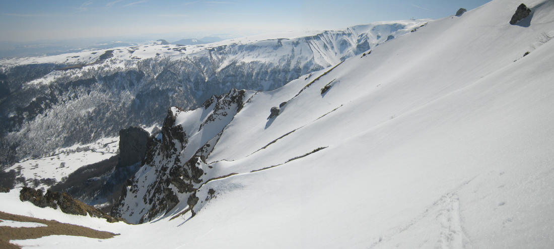 Couloir du Chapial : avant la partie raide finale sous la corniche