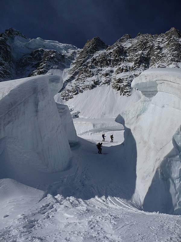 Glacier des Rognons : Descente des Rognons sur le glacier d'Argentière sous la Verte