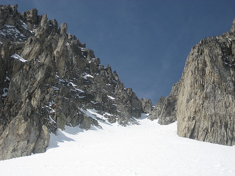 Brèche du Pas de la Balme : Le début du couloir, dans la traversée avant le glacier de Celliers