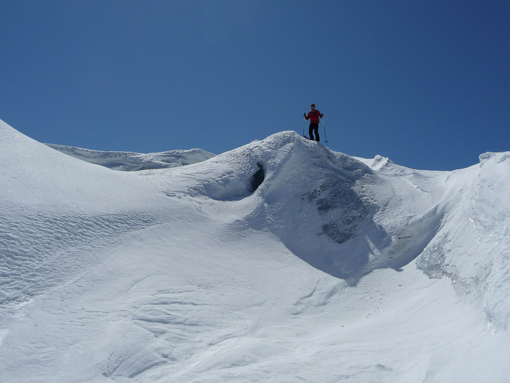 Nous sommes sur un glacier : Quelques crevasses facilement évitables