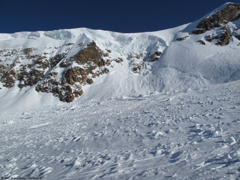 Le Lyskamm : La face sud du Lyskamm qui s'écroule