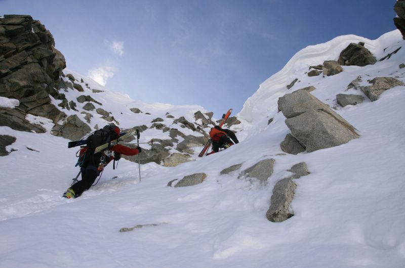 Passage en mixte : c'est bien raide en haut, on sortira la corde