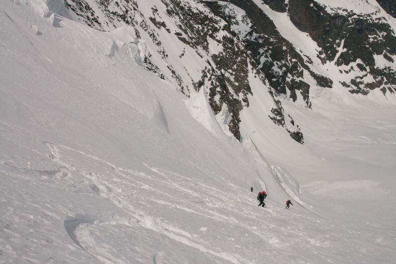 Descente de Foura : belle pente entre les séracs