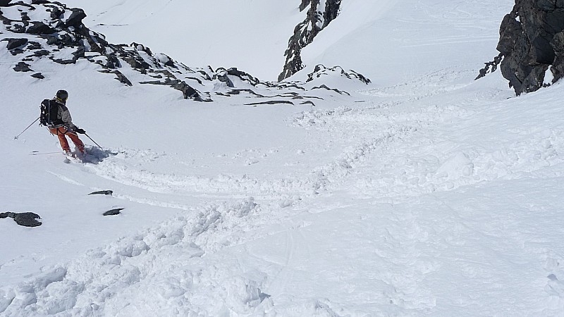 Rimpfischhorn : Le couloir de la variante