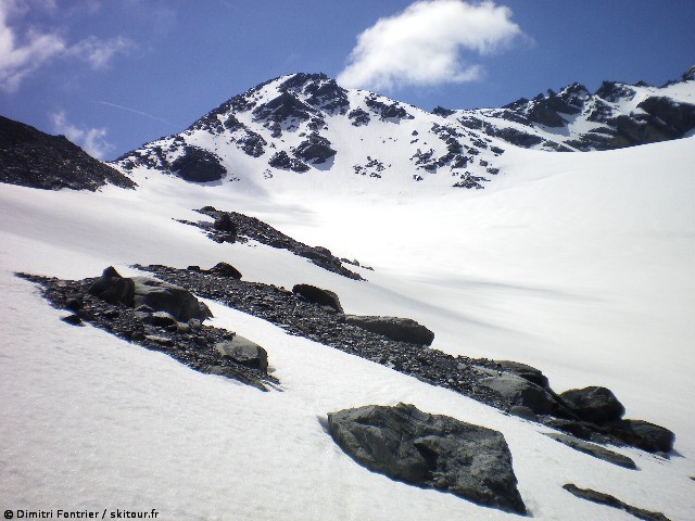 Secteur glacier du Bouchet : retour : entre les cols Pierre Lory et du Bouchet