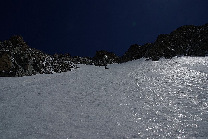 Descente de Barre Noire : Vue vers le haut depuis le 1er tiers du couloir