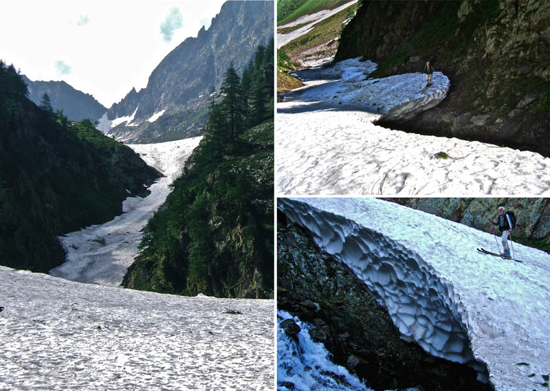 Passo Cairiliera : Les photos de droites ont été prises le 11/07/09, passage cevenant délicat dans le haut 3/4 du 1er ressaut.