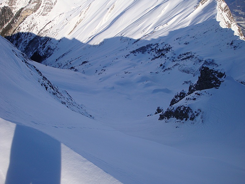 Couloir de descente : Le couloir de descente au pied de la pente (ouest) finale des Arlicots