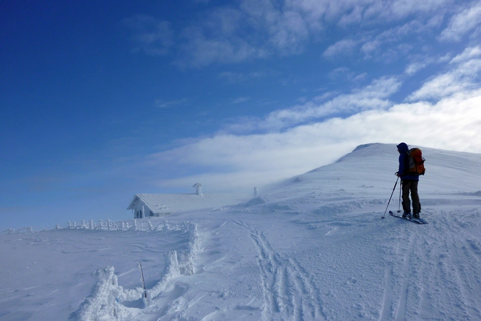 Cabane vers 1900m : tout a givré sur cette crête très exposée au vent
