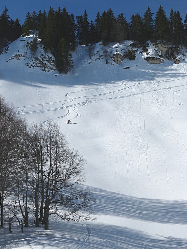 Pas de l'Ours : Quelques bons virages en poudre un peu chauffée.