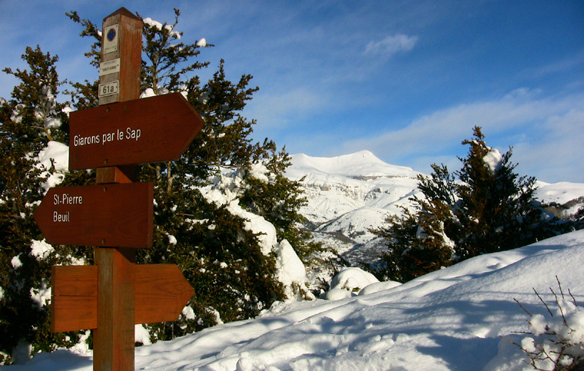 Balise 61a - Montée au Pommier, le Mt Mounier en A/R plan