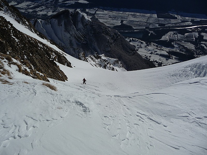 rochers de l'arpette : le départ versant sud-est avec la petit combette avant le couloir.