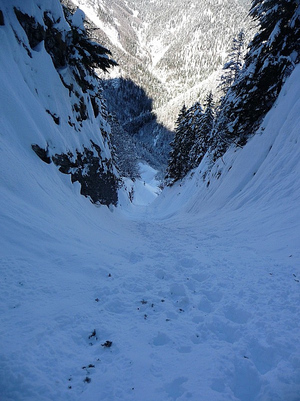 col d'Armenaz couloir Nord : le bas du couloir