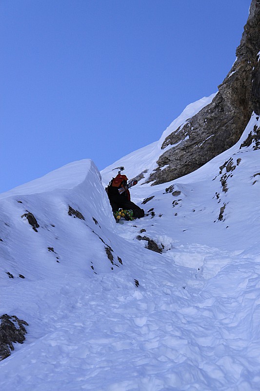 Partie raide du couloir : Guillaume en découd avec la partie la plus raide