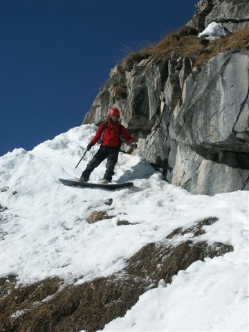 Pointe de la Terrasse. : Dans la traversée entre les 2 couloirs.