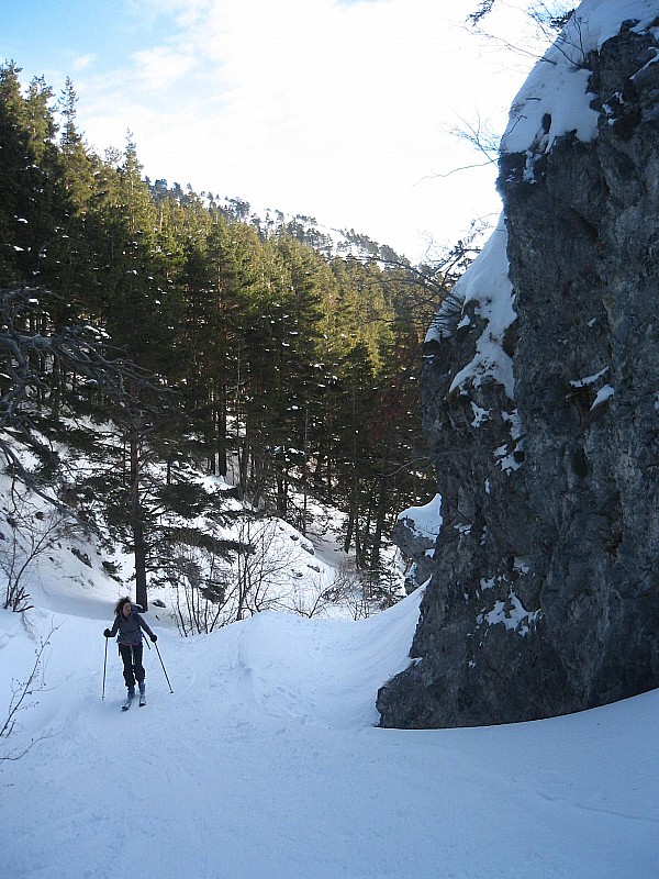 Petit verrou rocheux : après 45mn de montée.