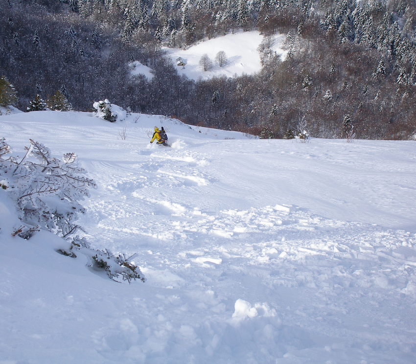 Bonne neige : Marc plonge sur la cabane de Machiret