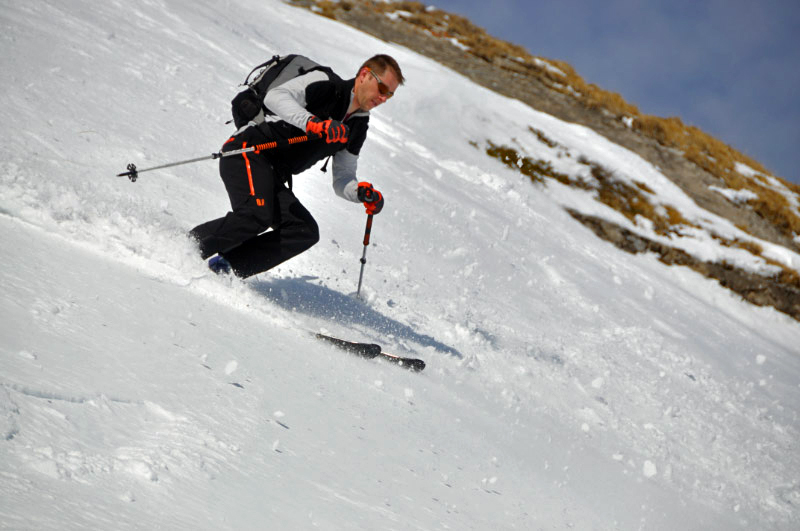 Pte du Replan : Départ du couloir Est. (photo Rémy Moll) 10 mars 2010
