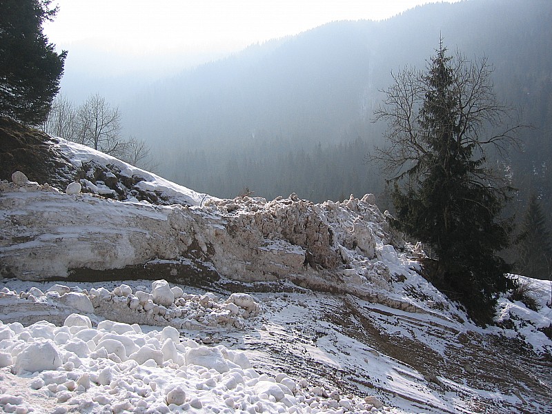 La Bourgeat Noire : L'avalanche du départ .Le chemin est dessous .