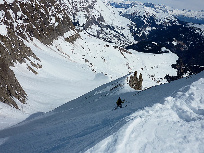 Couloir des Contrebandiers : Descente rive droite