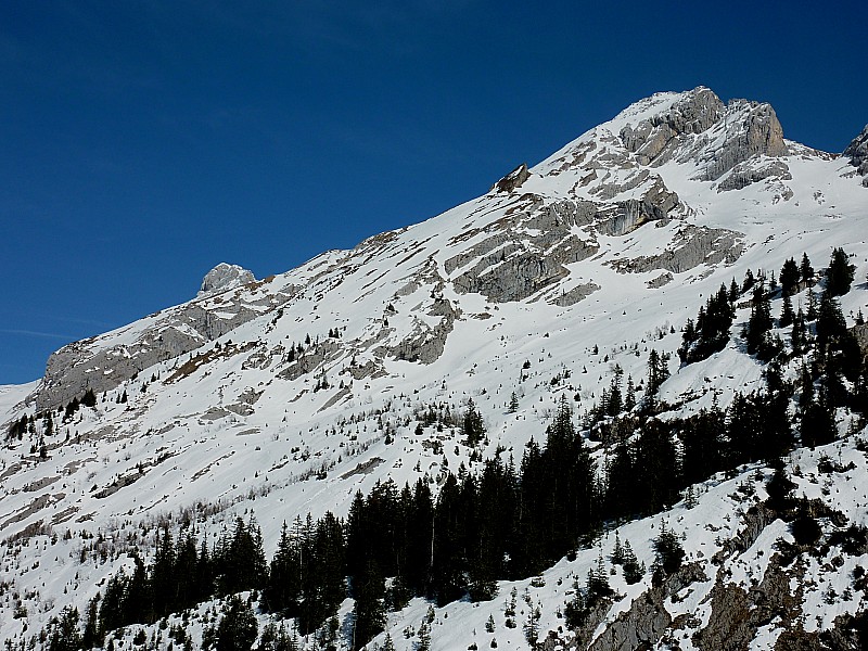 Mt Charvet face W : La face W de profil à gauche la combe du Mt Charvet à droite