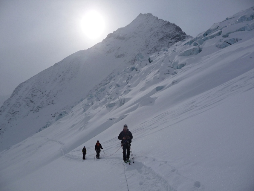 Turtmanngletscher : A la sortie de la traversée un peu scabreuse sous les montonnements du glacier de Turtmann