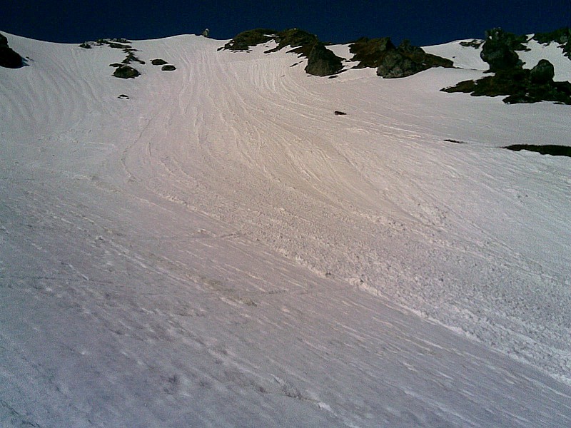 Puy Ferrand : Coulée de surface dans le couloir de l'Aiguillette