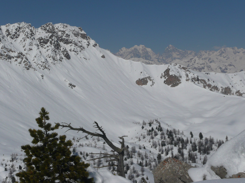 Petit Peygu: sur l'arête : Au loin, les Ecrins : Pelvoux, la Barre...