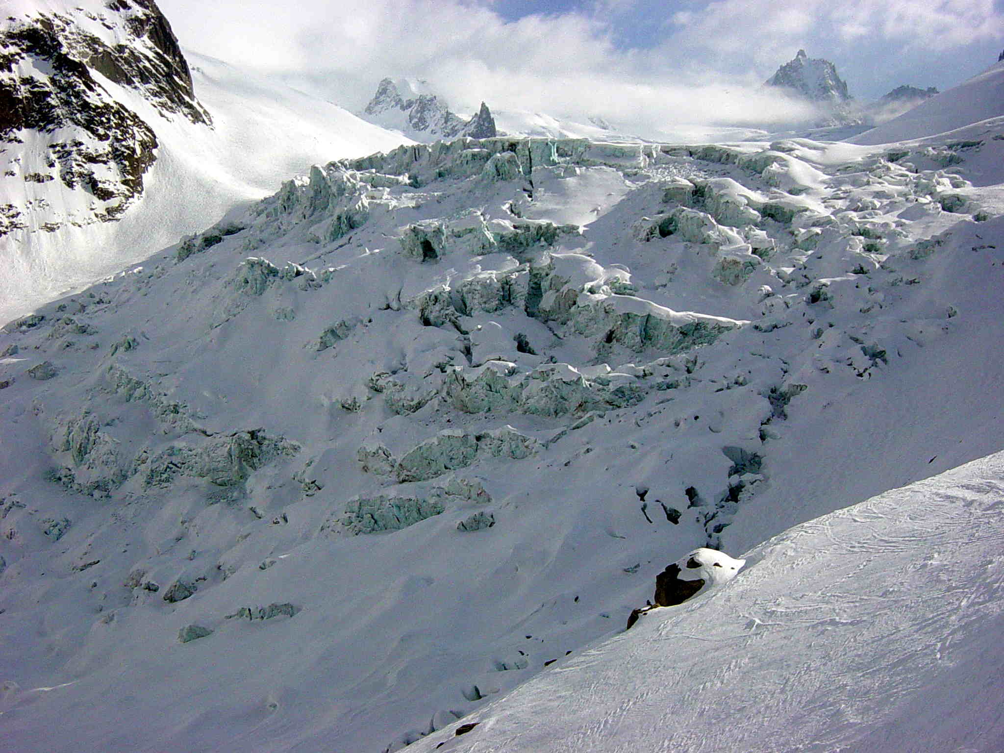 Glacier du géant : doucement à la descente ...