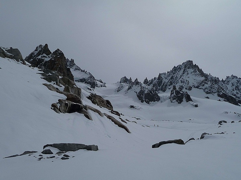 glacier du tour noir : itinéraire vers le col d'argentière