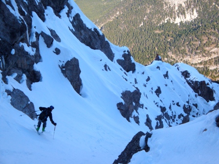 Début descente : Un tout petit peu de bon ski...