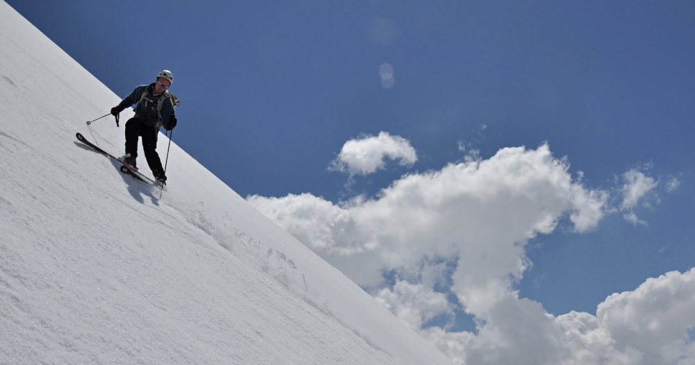 Dalles de la Taillante : Mick dans les nuages, après un si beau week-end