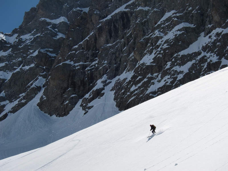Glacier des Aupillous : devant la face N du Jocelme