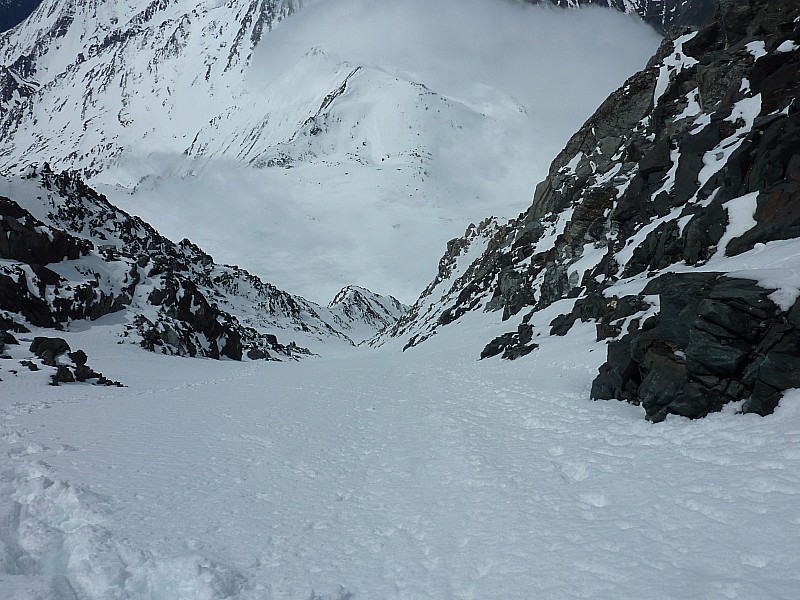 Mt Vélan couloir septentrional : Branche de gauche vue du haut