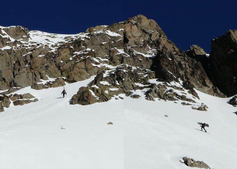 Au dessus du col : : un peu de ski et vite sur les crampons !
Photo de Sylviane