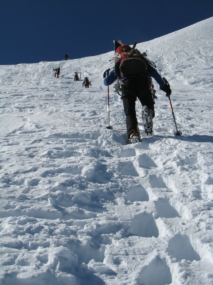 Mont-Blanc du Tacul : Dans la remontée du 1er raidillon dans le bas du Tacul