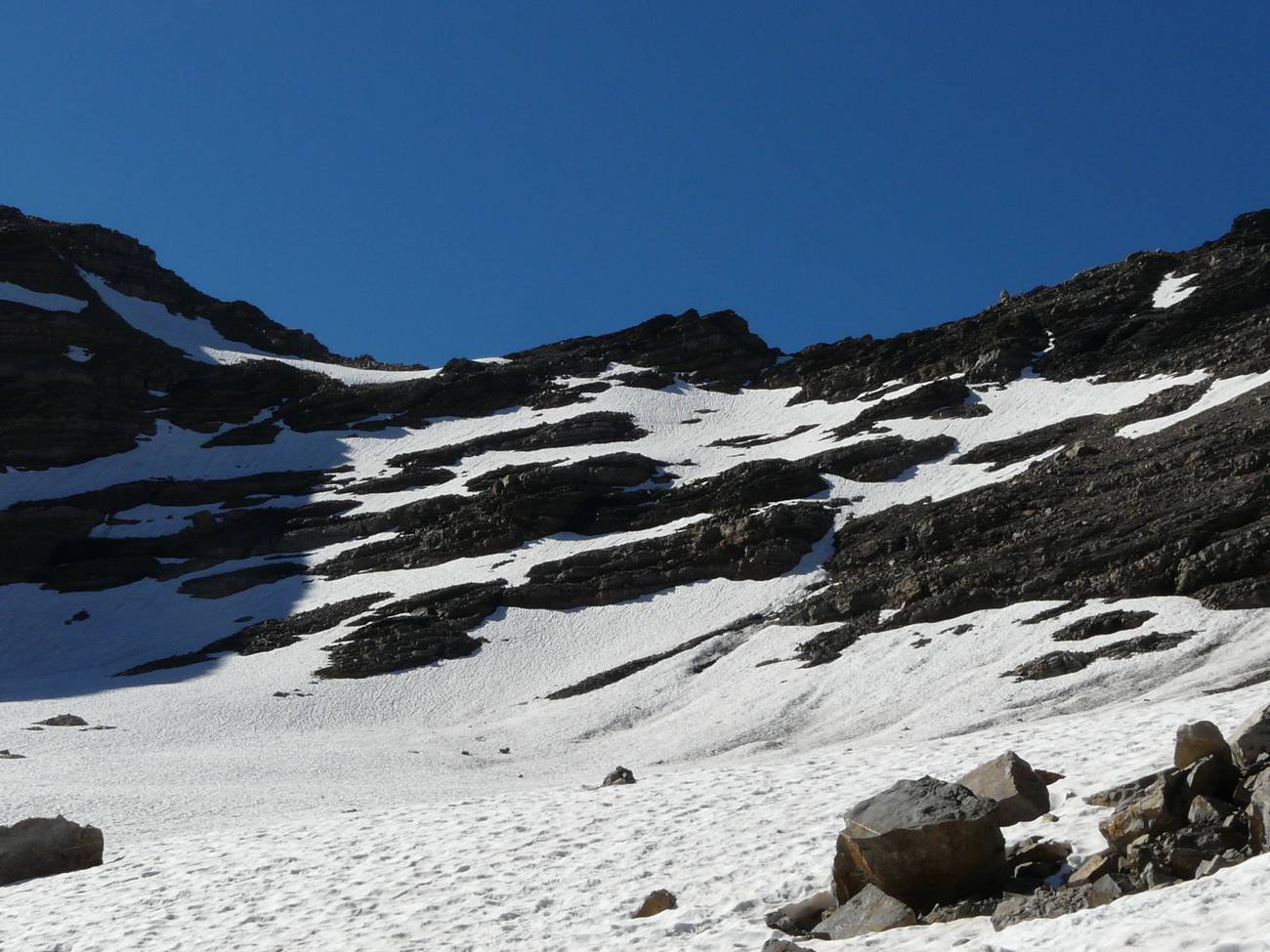 Fin du glacier et le col : ca se rapproche
