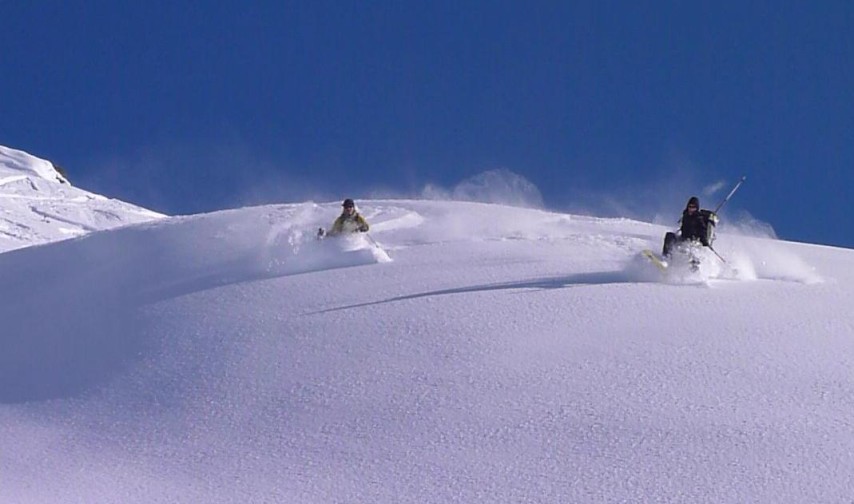 Descente : style peu orthodoxe pour Ronan qui finira par une belle gamelle