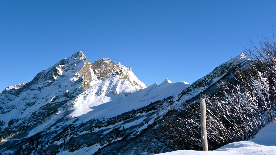 Magnifiques sommets : de droite à gauche : Ptes de Chatillon, Tete Ronde (au fond, massif des Diablerets) et Culan