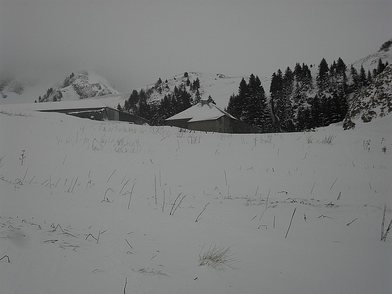Chalet d'Oche : Arrivée solitaire sur les chalets d'Oche. 
Recherche désepérément bonne neige