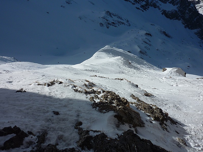 Gd Cret : Sous le Trou de la Mouche: tout bosselé en neige béton