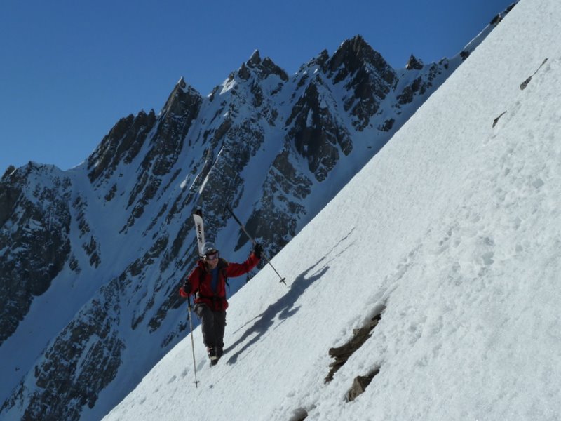 Mt Belleface : Remontée du couloir face au Berrio