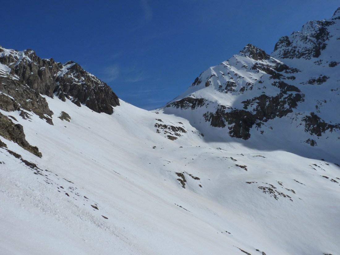 Col de la Londonnière : Belle pente depuis la sortie du verrou