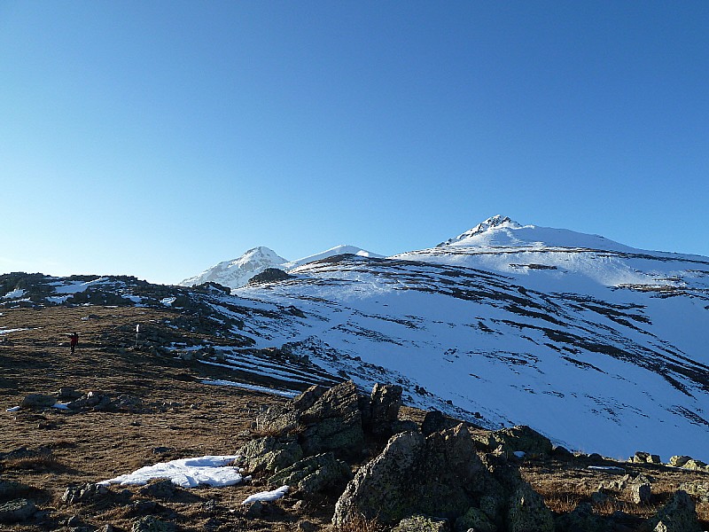 Croupe sud : Vue sur l'enneigement faiblard depuis l'altitude 1800