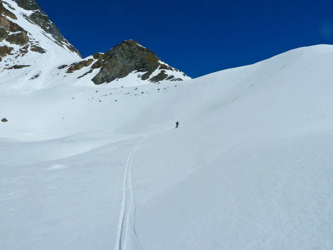 Grde Parei : Quelques rares portions de bon ski dans le retour sur Tignes