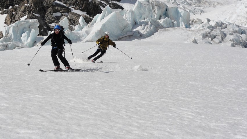tour de la meije : descente du glacier de l'homme....un régal ...enfin