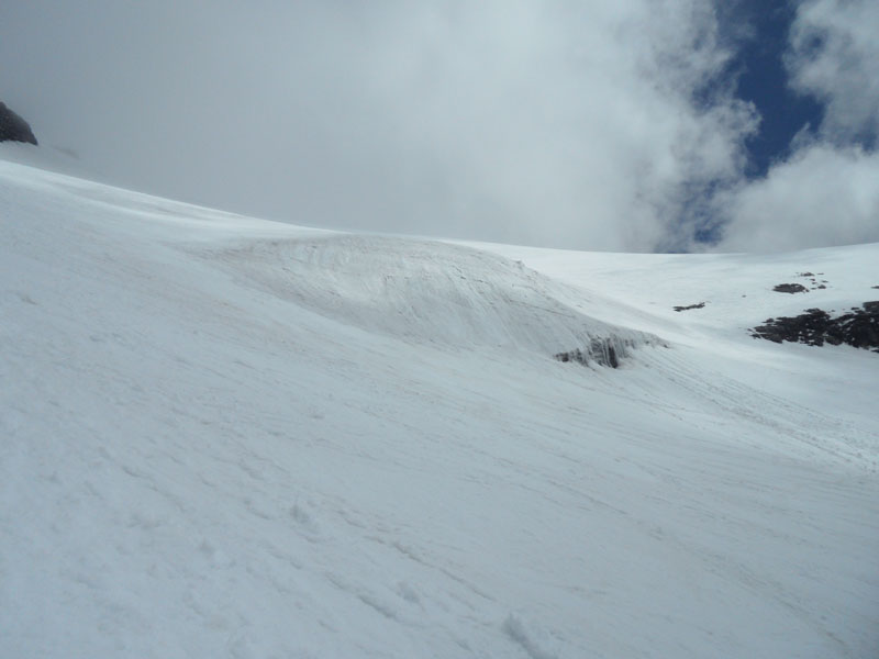 Balmhorn : La langue de glace qui marque le début de la face.